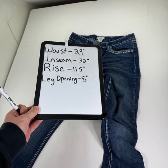 Vintage y2k Mudd Women's Bootcut Jeans Size 11 Embellished Rhinestones Pockets - Picture 8 of 9